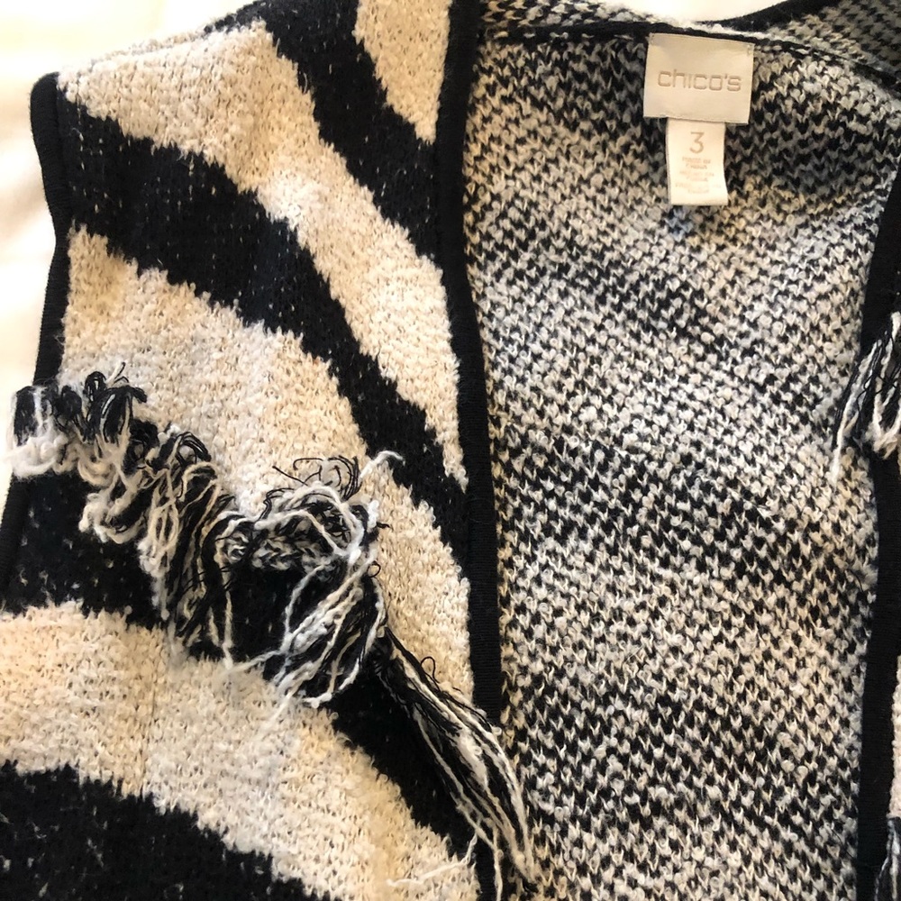 Long Black and White Vest